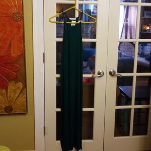 Hunter green racer back sexy maxi dress slits L